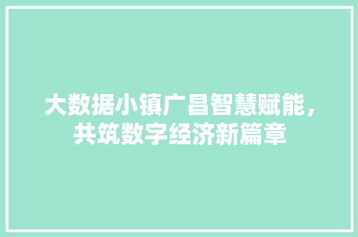 大数据小镇广昌智慧赋能，共筑数字经济新篇章