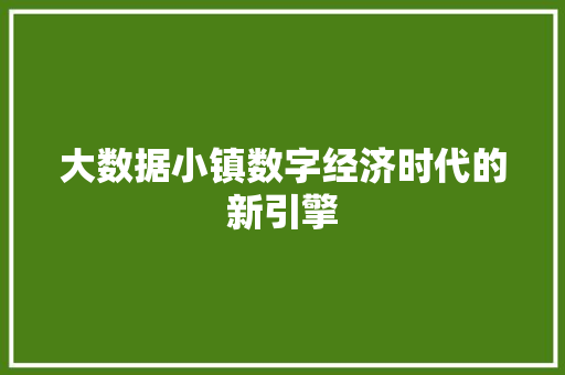 大数据小镇数字经济时代的新引擎