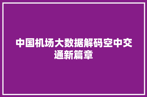中国机场大数据解码空中交通新篇章