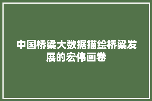 中国桥梁大数据描绘桥梁发展的宏伟画卷