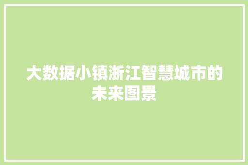 大数据小镇浙江智慧城市的未来图景  第1张