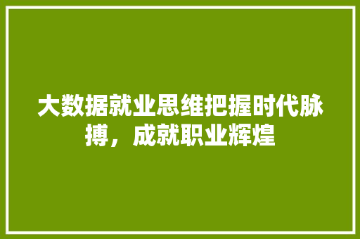 大数据就业思维把握时代脉搏，成就职业辉煌  第1张
