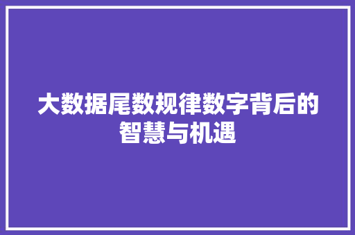 大数据尾数规律数字背后的智慧与机遇