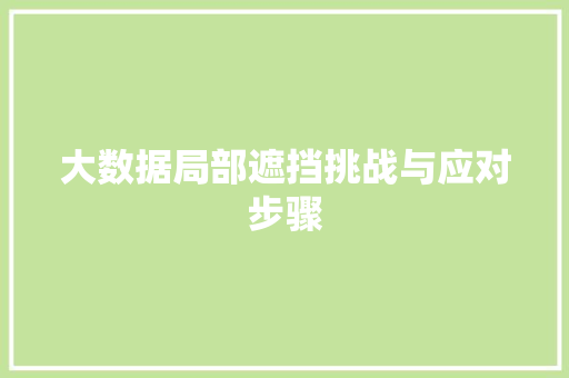 大数据局部遮挡挑战与应对步骤