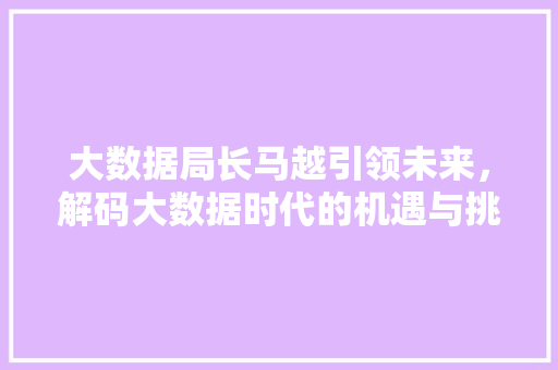 大数据局长马越引领未来，解码大数据时代的机遇与挑战  第1张