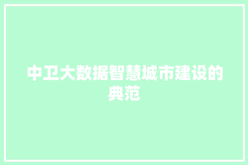 中卫大数据智慧城市建设的典范