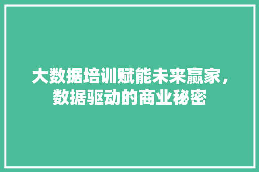 大数据培训赋能未来赢家，数据驱动的商业秘密  第1张
