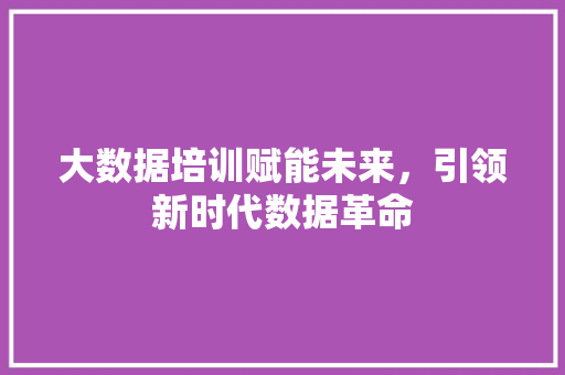 大数据培训赋能未来，引领新时代数据革命  第1张