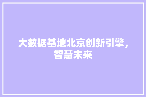 大数据基地北京创新引擎，智慧未来  第1张