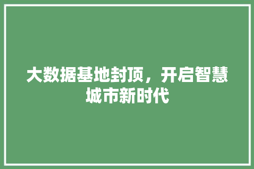 大数据基地封顶，开启智慧城市新时代  第1张