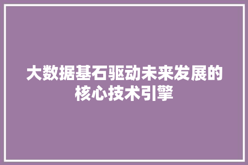 大数据基石驱动未来发展的核心技术引擎  第1张