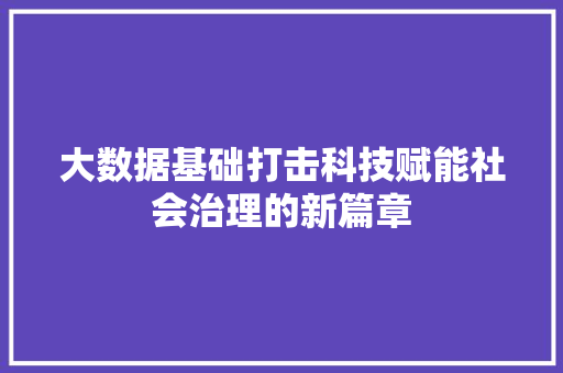 大数据基础打击科技赋能社会治理的新篇章  第1张