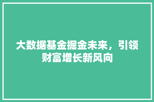 大数据基金掘金未来，引领财富增长新风向  第1张