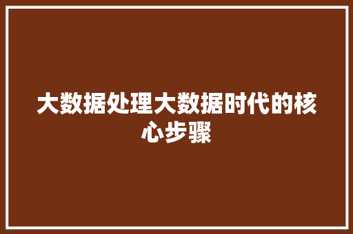 大数据处理大数据时代的核心步骤  第1张