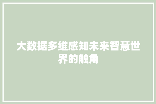 大数据多维感知未来智慧世界的触角