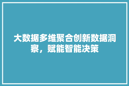 大数据多维聚合创新数据洞察，赋能智能决策