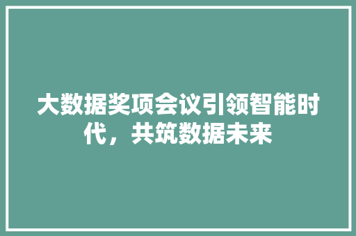 大数据奖项会议引领智能时代，共筑数据未来