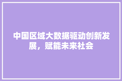 中国区域大数据驱动创新发展，赋能未来社会