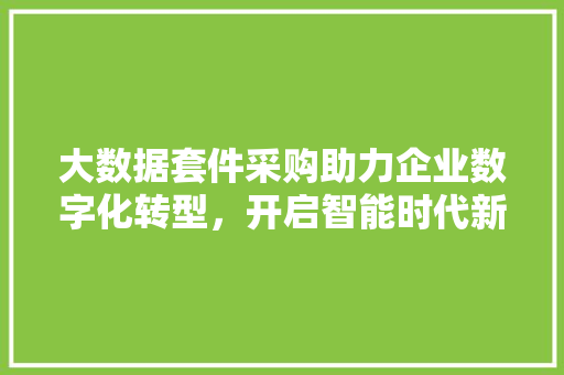 大数据套件采购助力企业数字化转型，开启智能时代新篇章