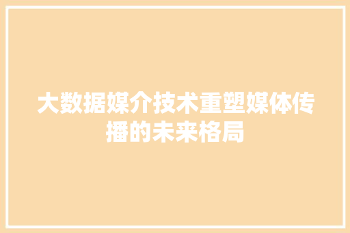 大数据媒介技术重塑媒体传播的未来格局
