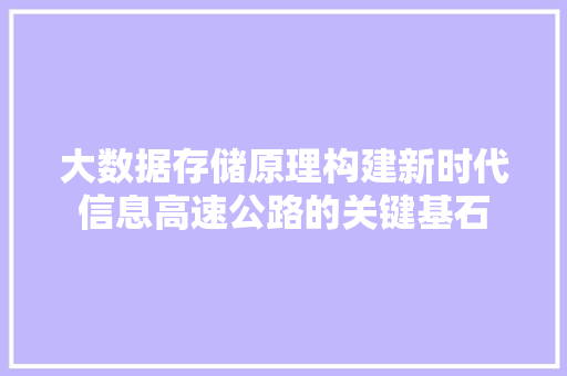 大数据存储原理构建新时代信息高速公路的关键基石