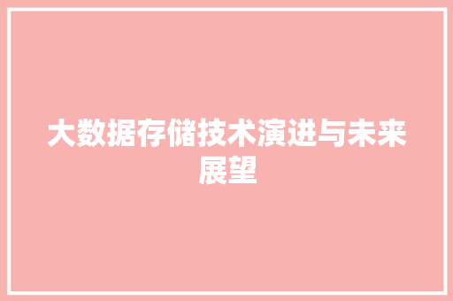 大数据存储技术演进与未来展望