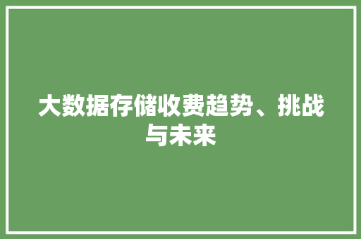 大数据存储收费趋势、挑战与未来