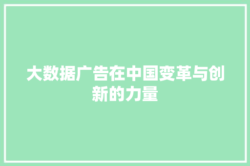 大数据广告在中国变革与创新的力量  第1张
