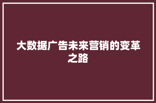 大数据广告未来营销的变革之路  第1张