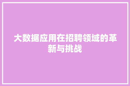 大数据应用在招聘领域的革新与挑战  第1张