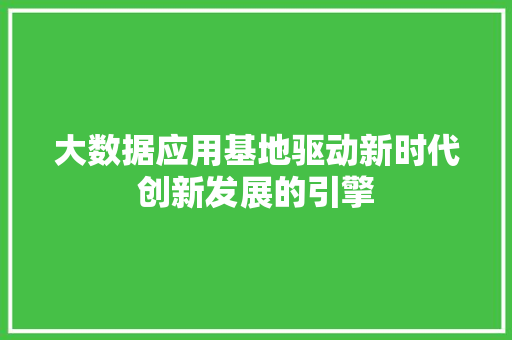 大数据应用基地驱动新时代创新发展的引擎
