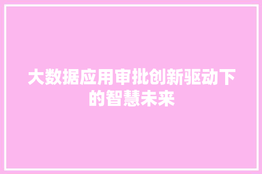 大数据应用审批创新驱动下的智慧未来  第1张