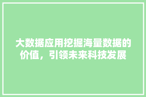 大数据应用挖掘海量数据的价值，引领未来科技发展  第1张