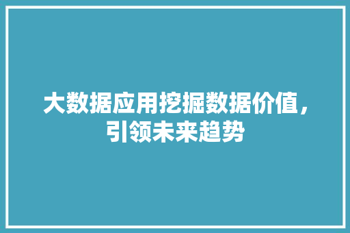 大数据应用挖掘数据价值，引领未来趋势  第1张