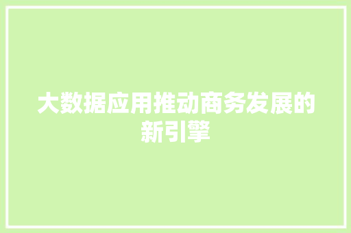 大数据应用推动商务发展的新引擎  第1张