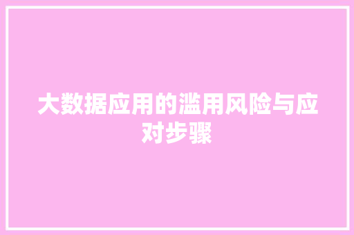 大数据应用的滥用风险与应对步骤