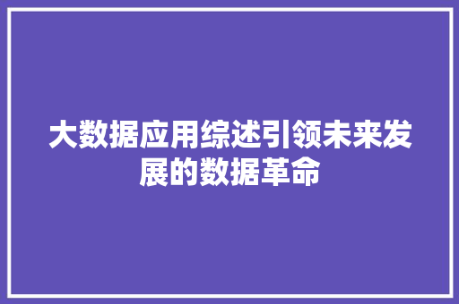 大数据应用综述引领未来发展的数据革命