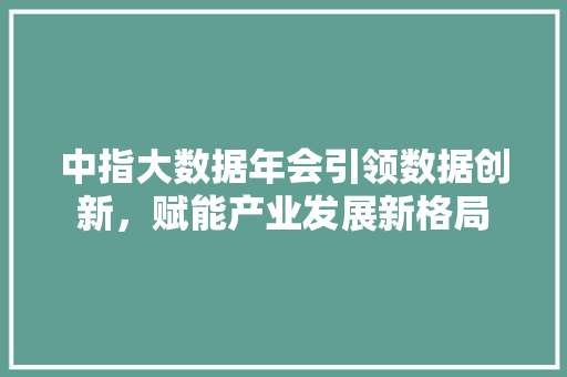 中指大数据年会引领数据创新，赋能产业发展新格局