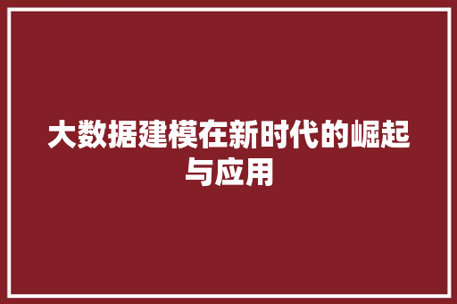 大数据建模在新时代的崛起与应用  第1张