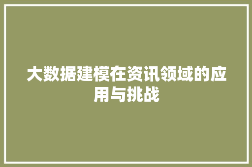 大数据建模在资讯领域的应用与挑战