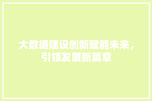 大数据建设创新赋能未来，引领发展新篇章  第1张