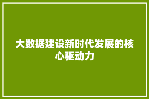 大数据建设新时代发展的核心驱动力  第1张