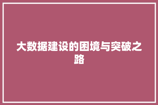 大数据建设的困境与突破之路  第1张