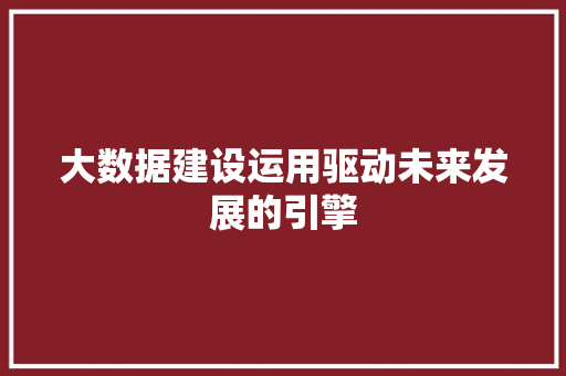 大数据建设运用驱动未来发展的引擎  第1张