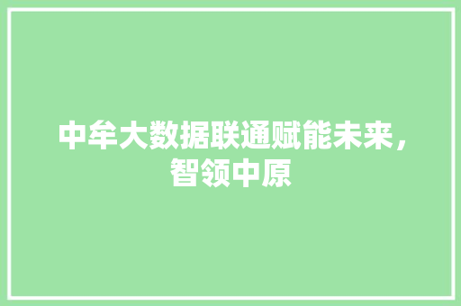 中牟大数据联通赋能未来，智领中原