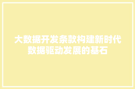 大数据开发条款构建新时代数据驱动发展的基石