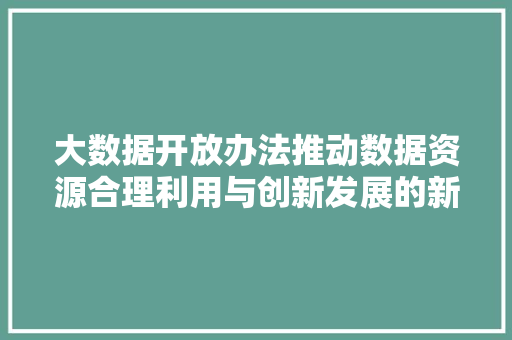 大数据开放办法推动数据资源合理利用与创新发展的新引擎  第1张