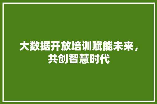 大数据开放培训赋能未来，共创智慧时代  第1张
