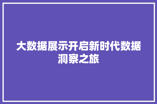 大数据展示开启新时代数据洞察之旅  第1张
