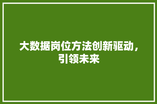 大数据岗位方法创新驱动，引领未来  第1张